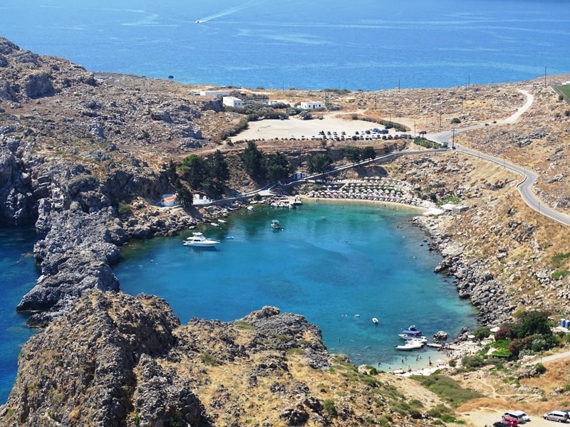 St-Pauls's bay from above-Lindos Rhodes