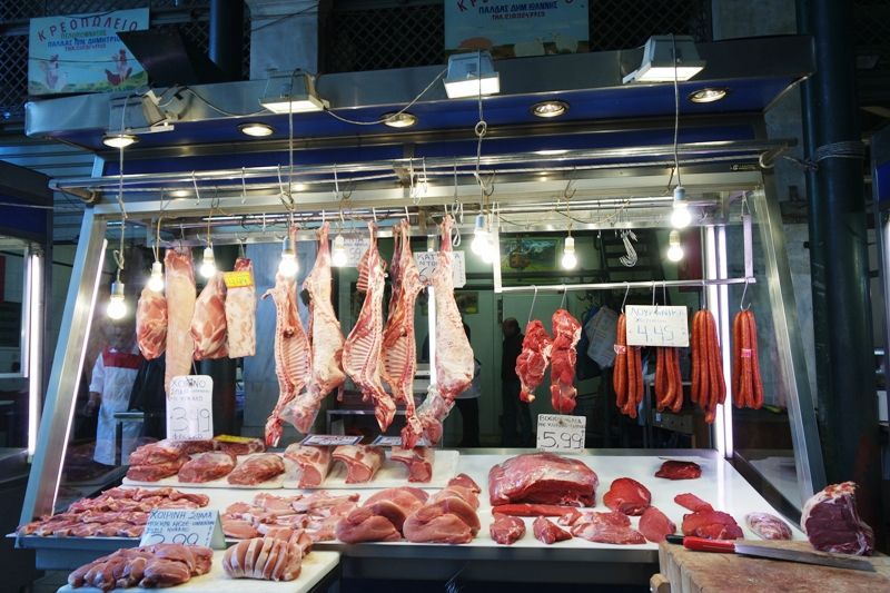 meat at Athens central market