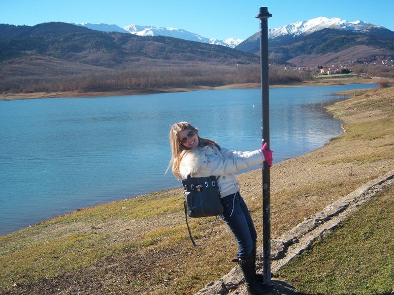 me at lake Plastira - winter in Greece