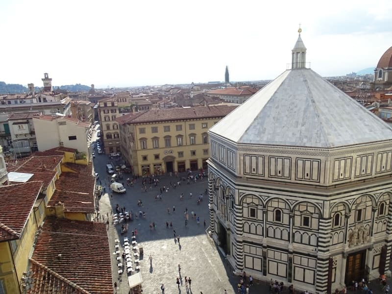 Florence from above - The baptistery and Piazza Duomo as seen from Giotto's Bell Tower