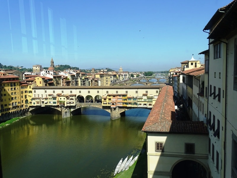 Florence from above - view of river Arno from the Uffizi Gallery