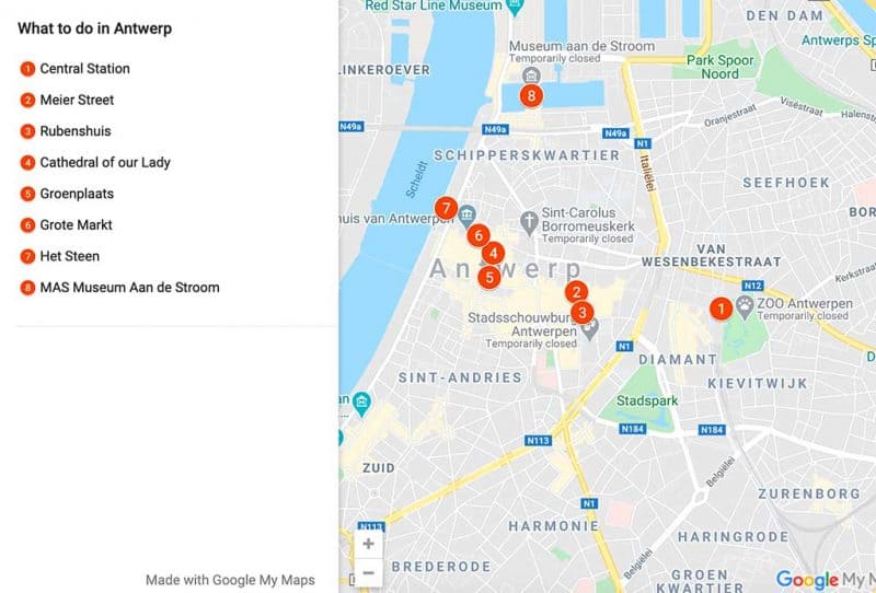 tourist map antwerp