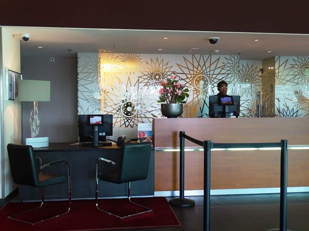 the reception area of the Mövenpick Hotel Amsterdam