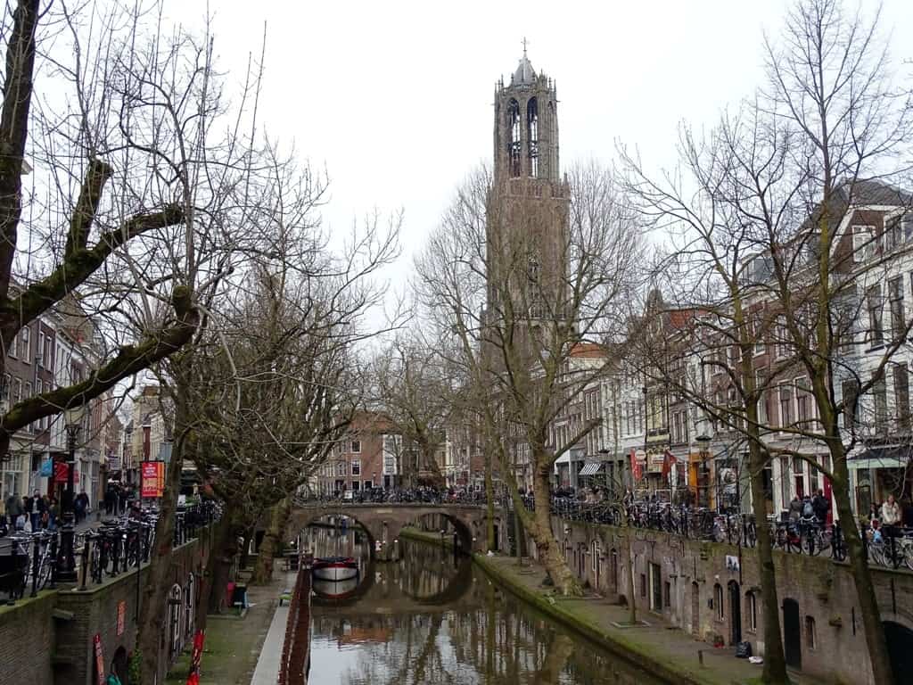 View of the Dom Tower from the canals - things to do in Utrecht
