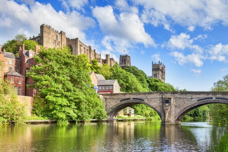 Durham Castle And Cathedral On Their Rock Above The City And Framwellgate Bridge Spanning The River Wear England UK Min 770x514 