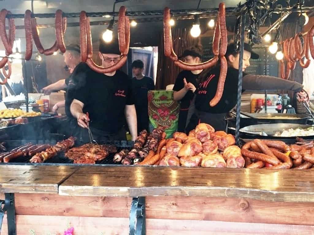 Krakow Smoked Meat Stand at Market - Krakow in winter