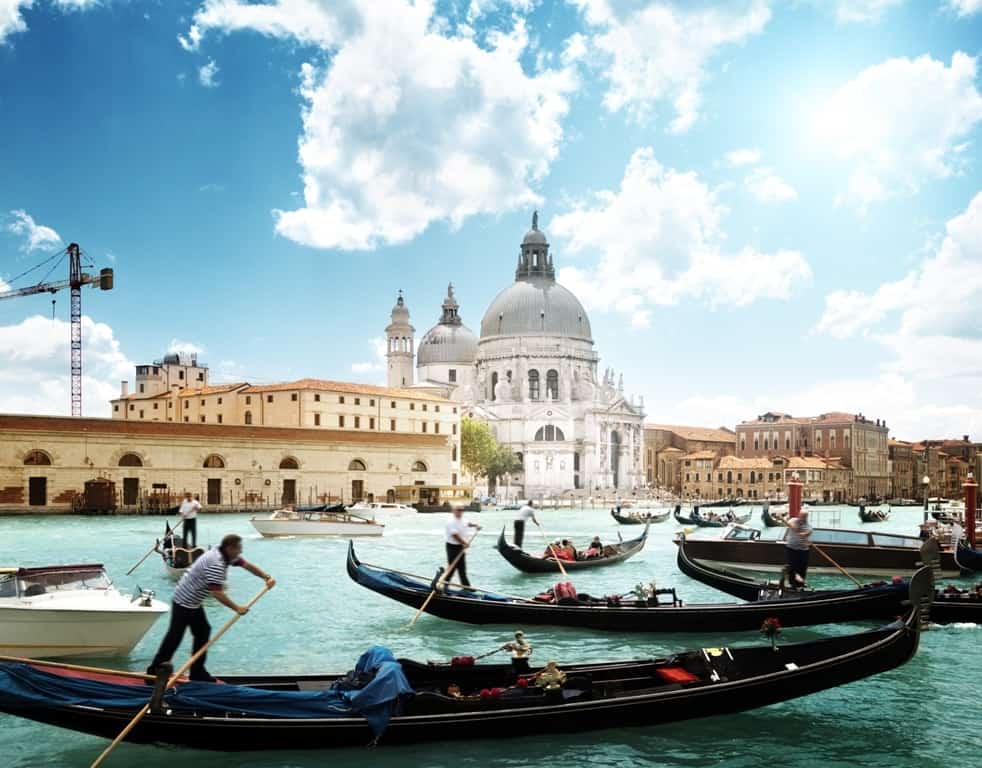 gondolas on Canal and Basilica Santa Maria della Salute - 2 days in Venice