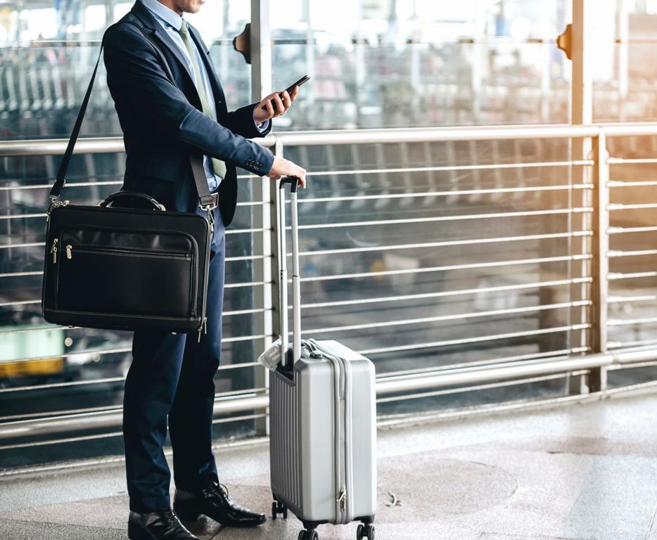 man with travel bag