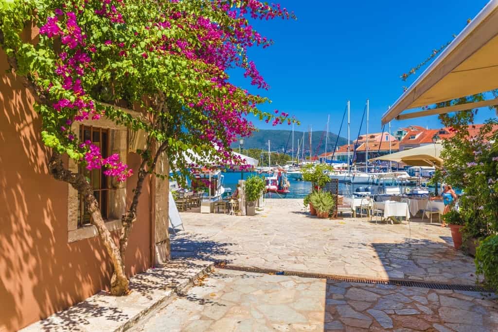 Fiskardo Village And Harbor On Kefalonia Ionian Island Greece. Image Min 
