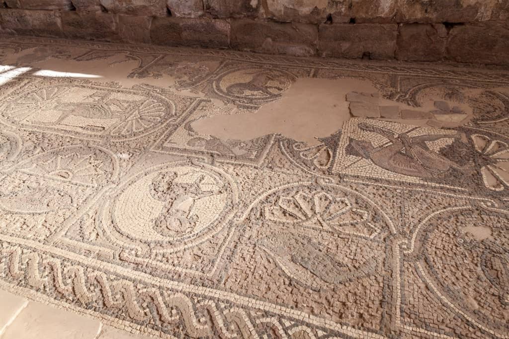 Mosaic at the floor of the Byzantine Church ruin in Petra