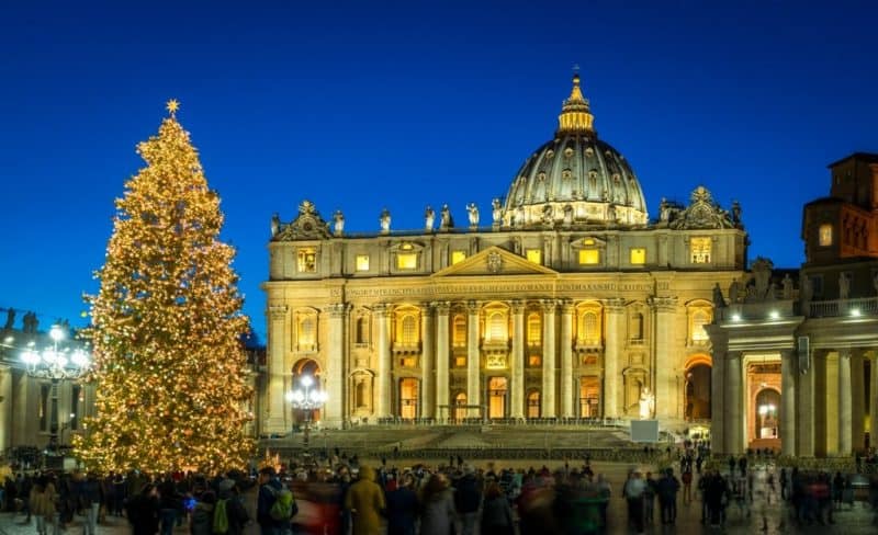 Saint Peter Basilica in Rome at Christmas - Italy in winter