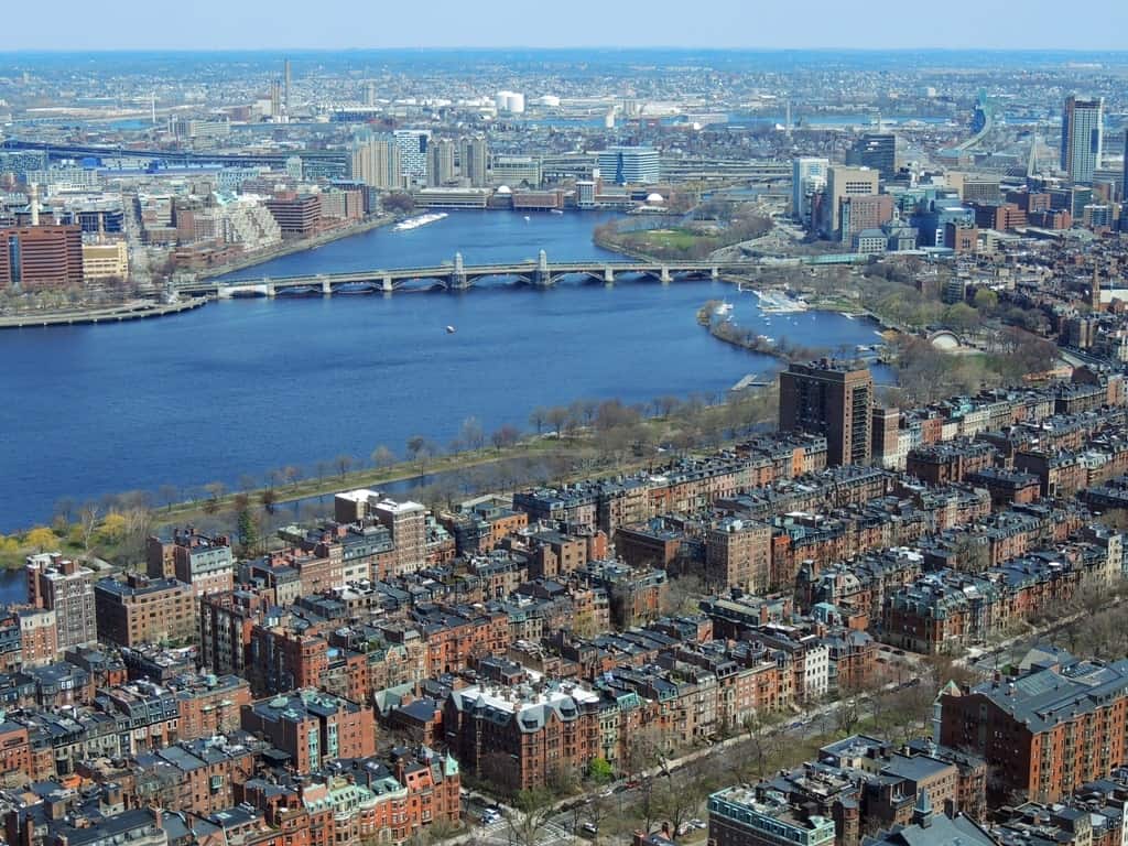 panoramic view of the city of boston. massachusetts, and the charles river from the skywalk observatory - Boston in two days