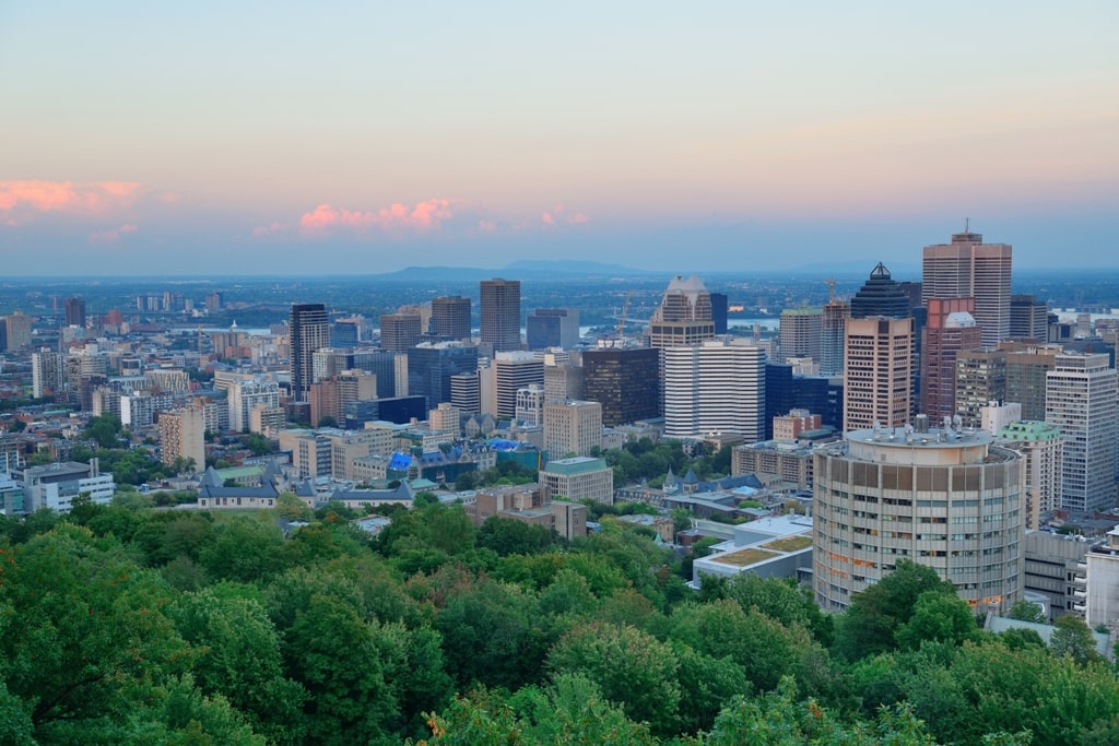 Montreal city skyline at sunset viewed from Mont Royal - Montreal in 2 days