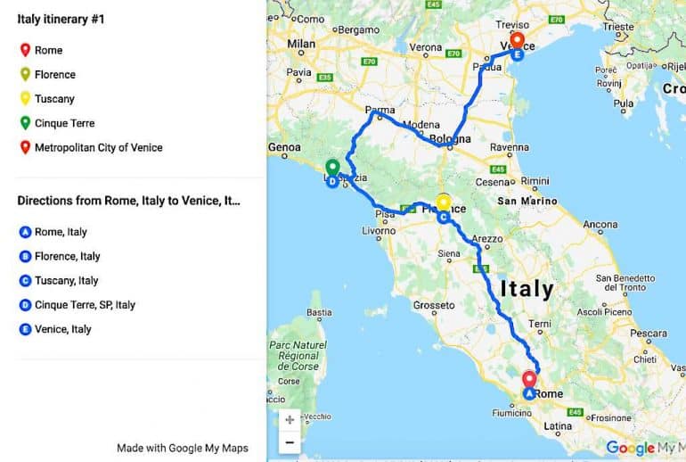 italy travel itinerary