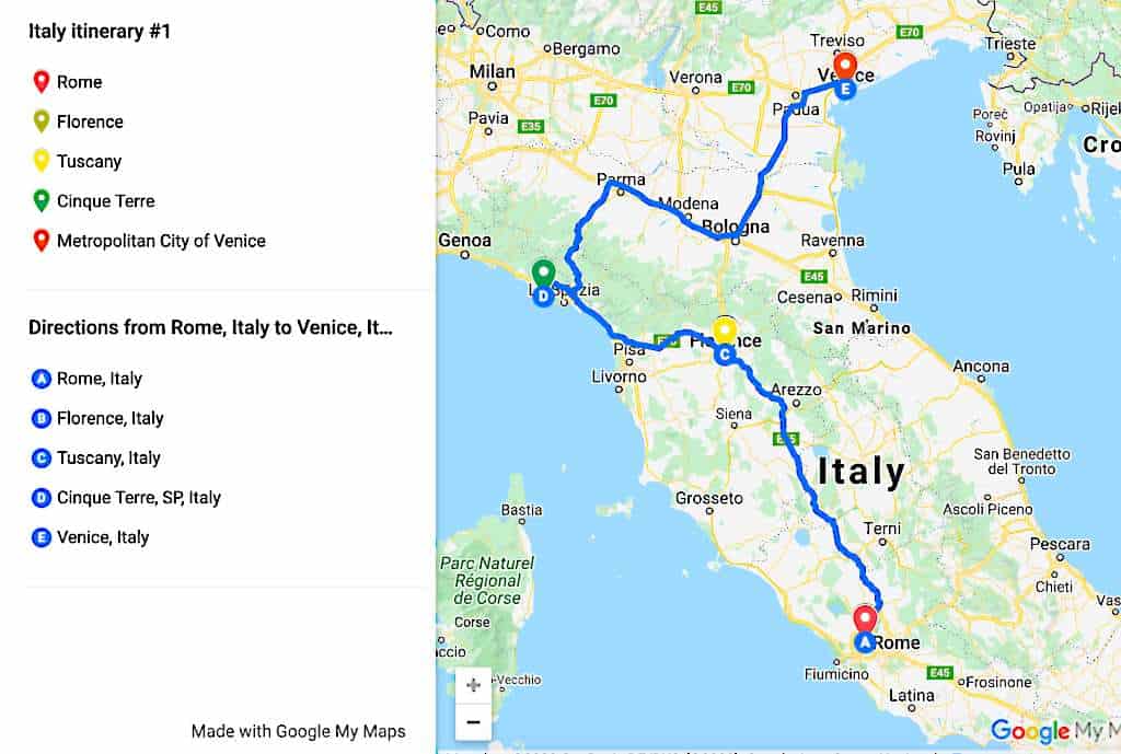 trip planner in italy