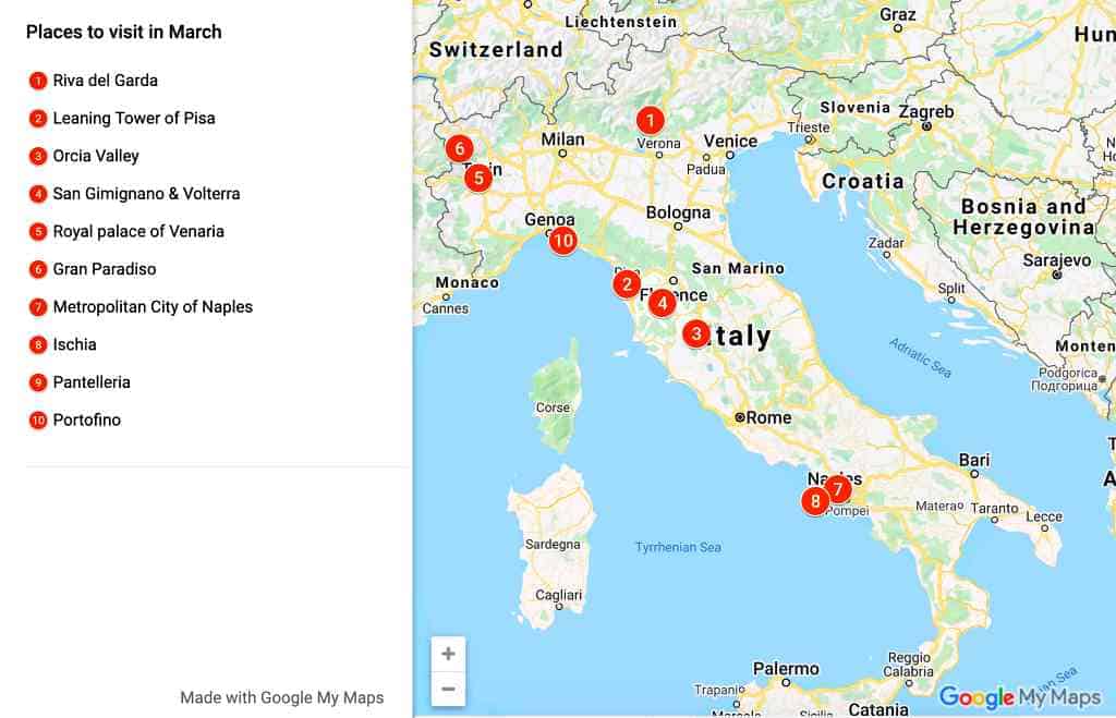 places to visit in italy end of march