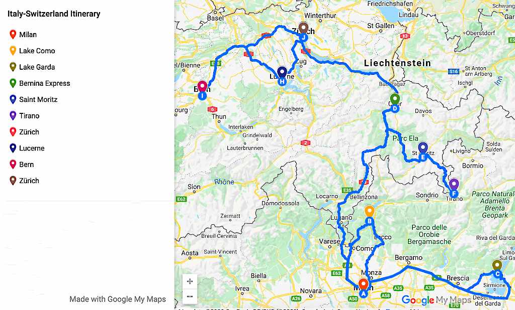 travel between switzerland and italy