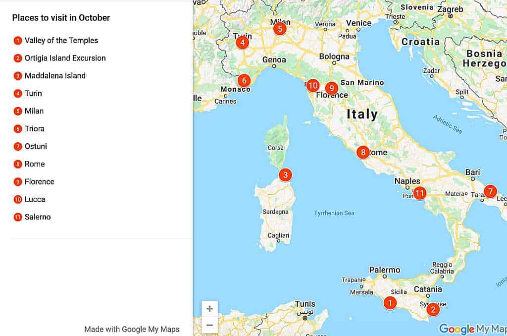 italy places to visit in october