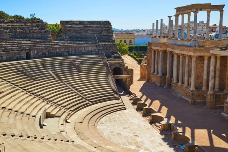 Merida in Badajoz Roman amphitheater at Spain