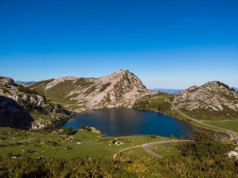The Lakes of Covadonga. The Lake Enol is a small highland lake in the Principality of Asturias, Spain. It is located in the Picos de Europa