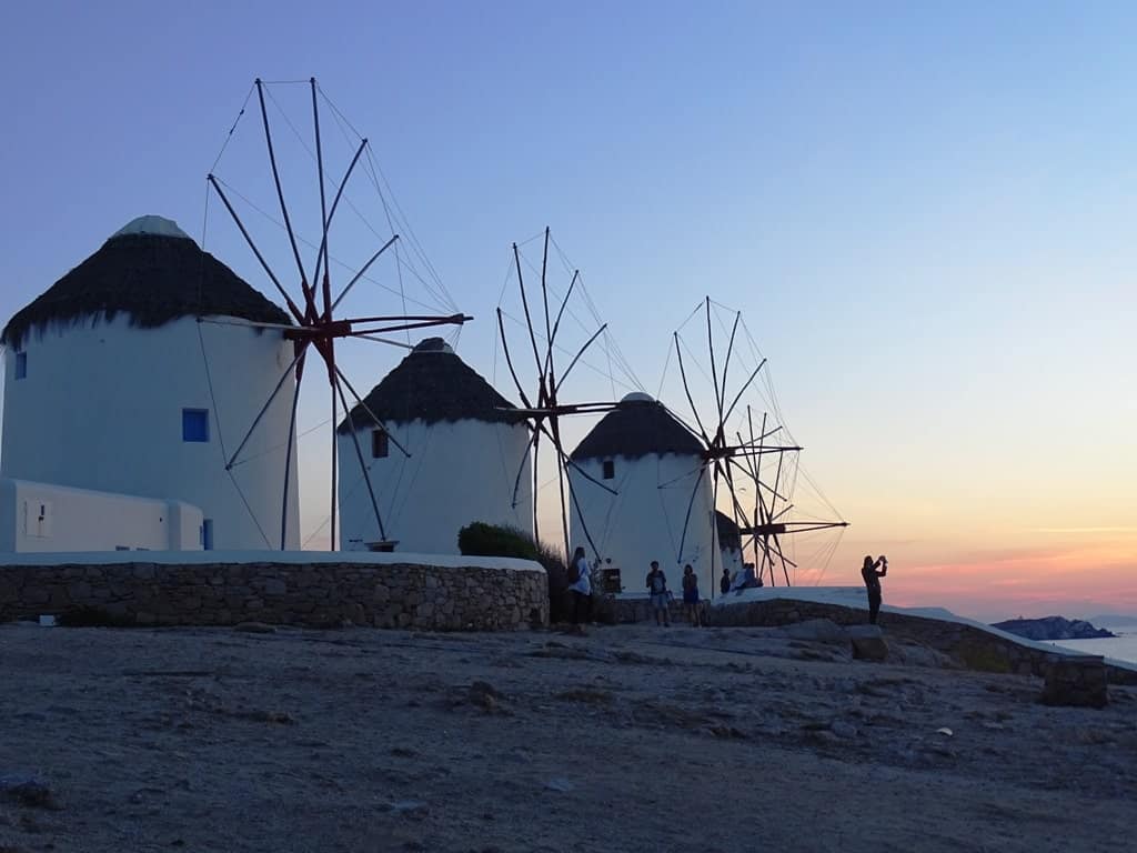sunset in the windmills in Mykonos