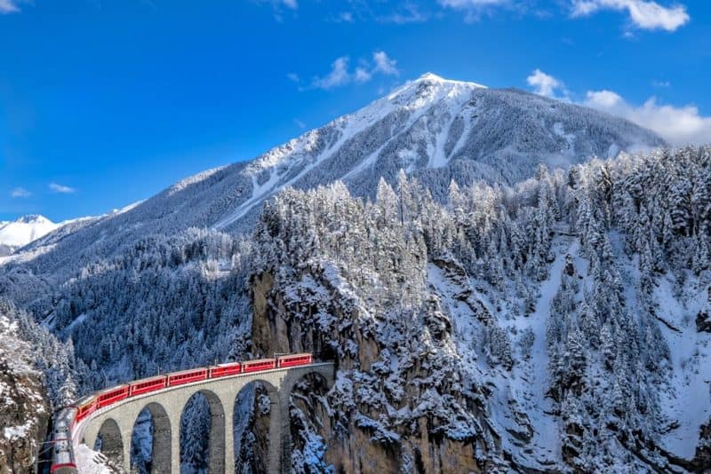 Glacier Express in Switzerland in Winter