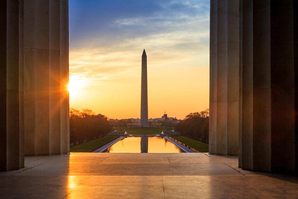 TwoLincoln Memorial with Washington Monument- days in Washington DC