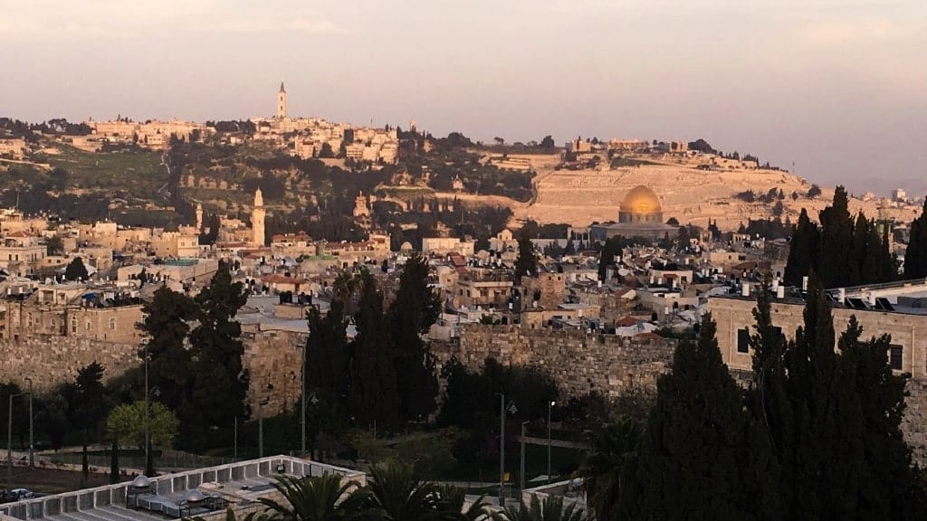Old city with Mount of Olives on the background
