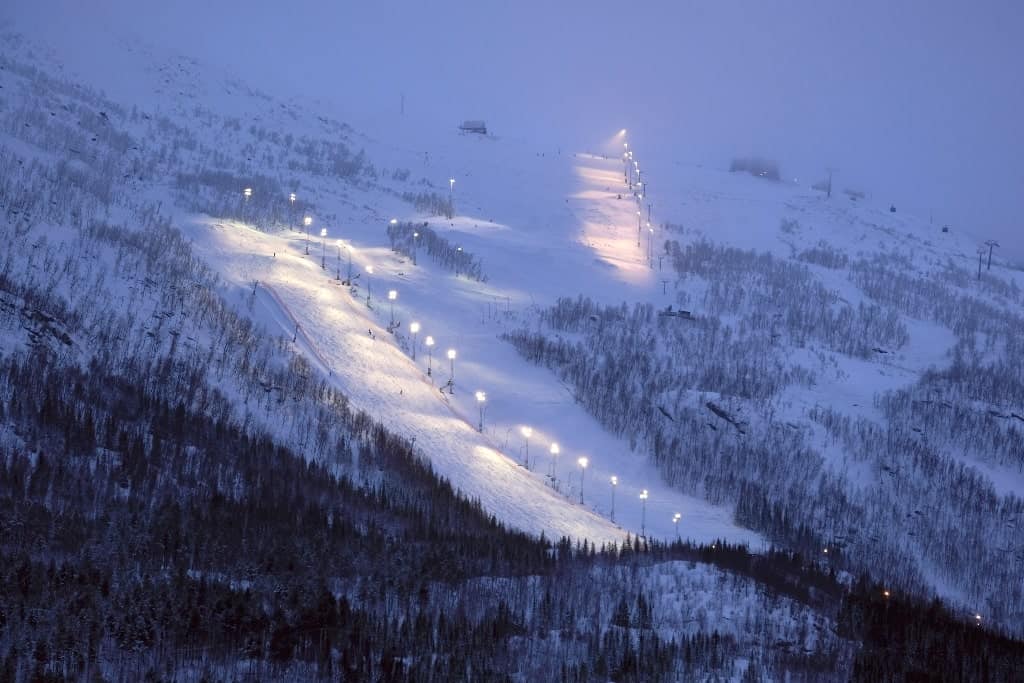 Ski slope in Narvik Norway - Lapland in winter